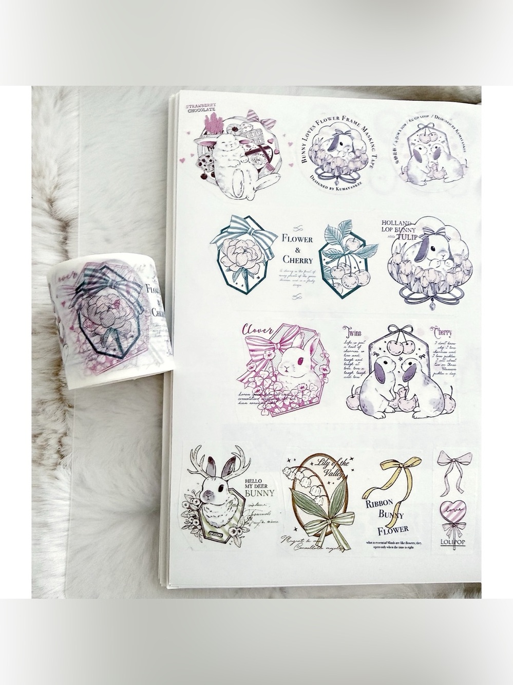 KUMAYANKEE Bunny Loves Flower Frame Masking Tape